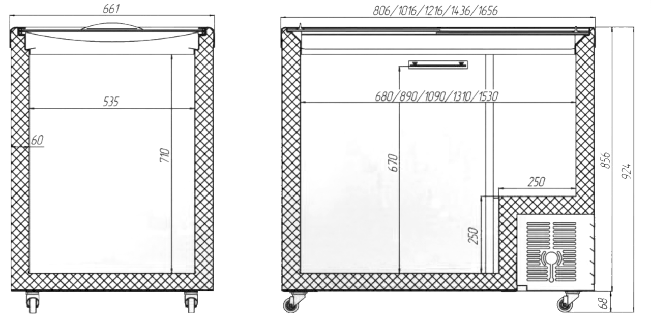 Схема Морозильный ларь Юка с рямым стеклом M400P