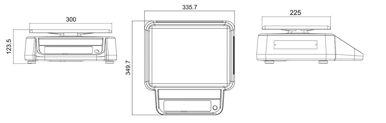 Розміри торговельної ваги DIGI DS-782B, креслення