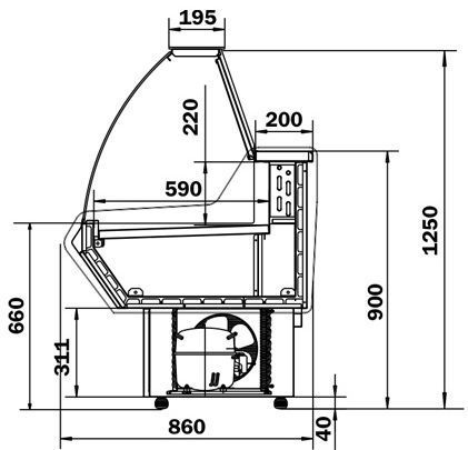 Креслення холодильної вітрини Прима