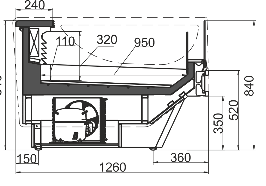 Креслення холодильних вітрин Міссурі М Cold Diamond self Риба на Льоду