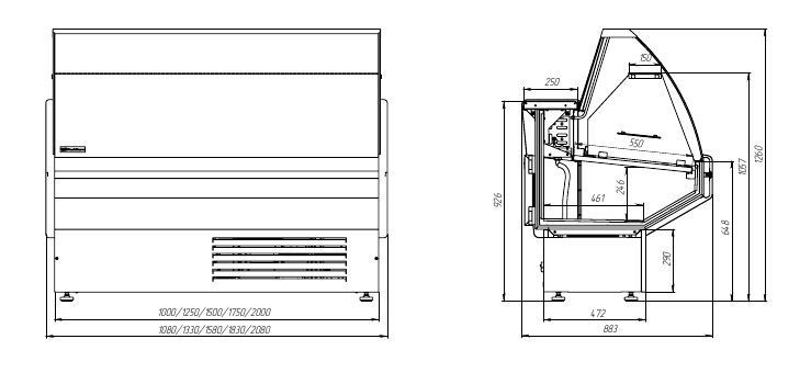 Холодильная витрина NIKA UBC чертёж